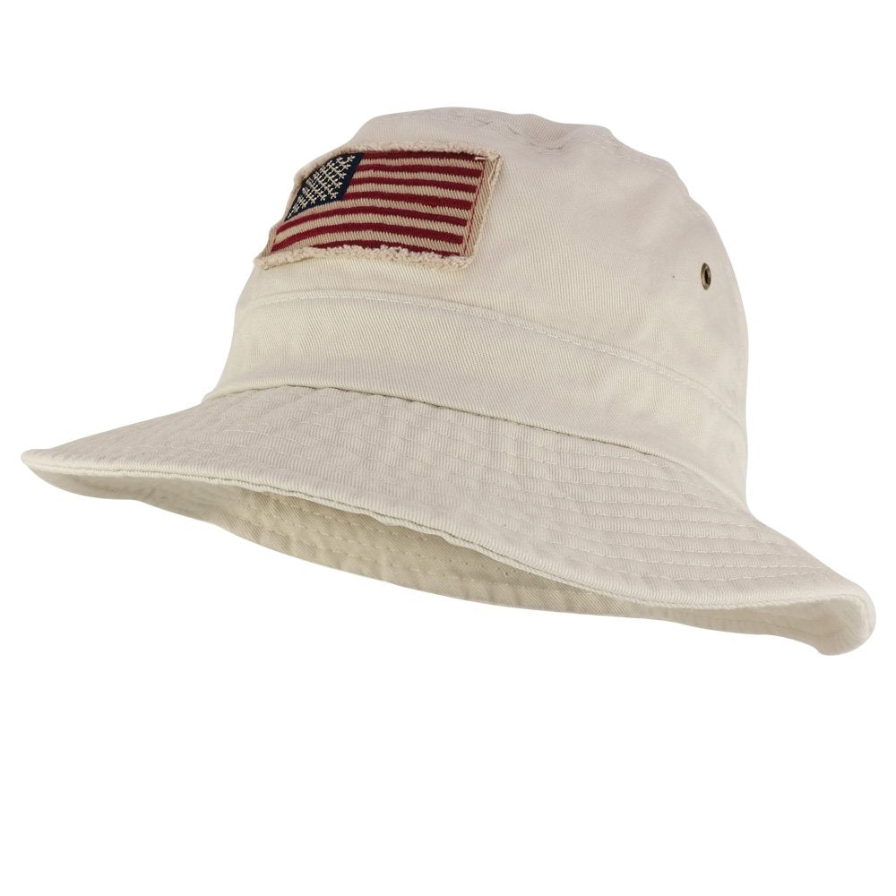 Armycrew Frayed USA Flag Washed Style Twill Cotton Bucket Hat