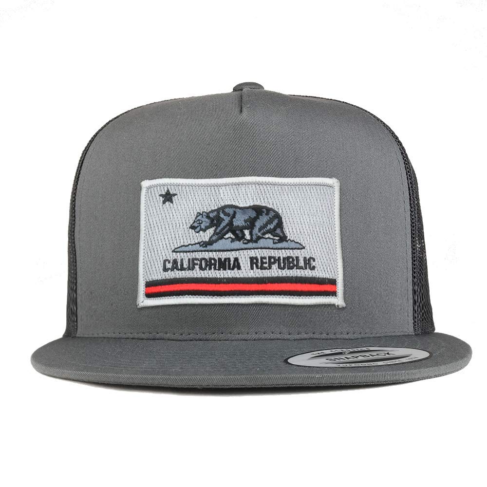Armycrew 5 Panel California Thin Red Line Flag Patch Flatbill Mesh Cap