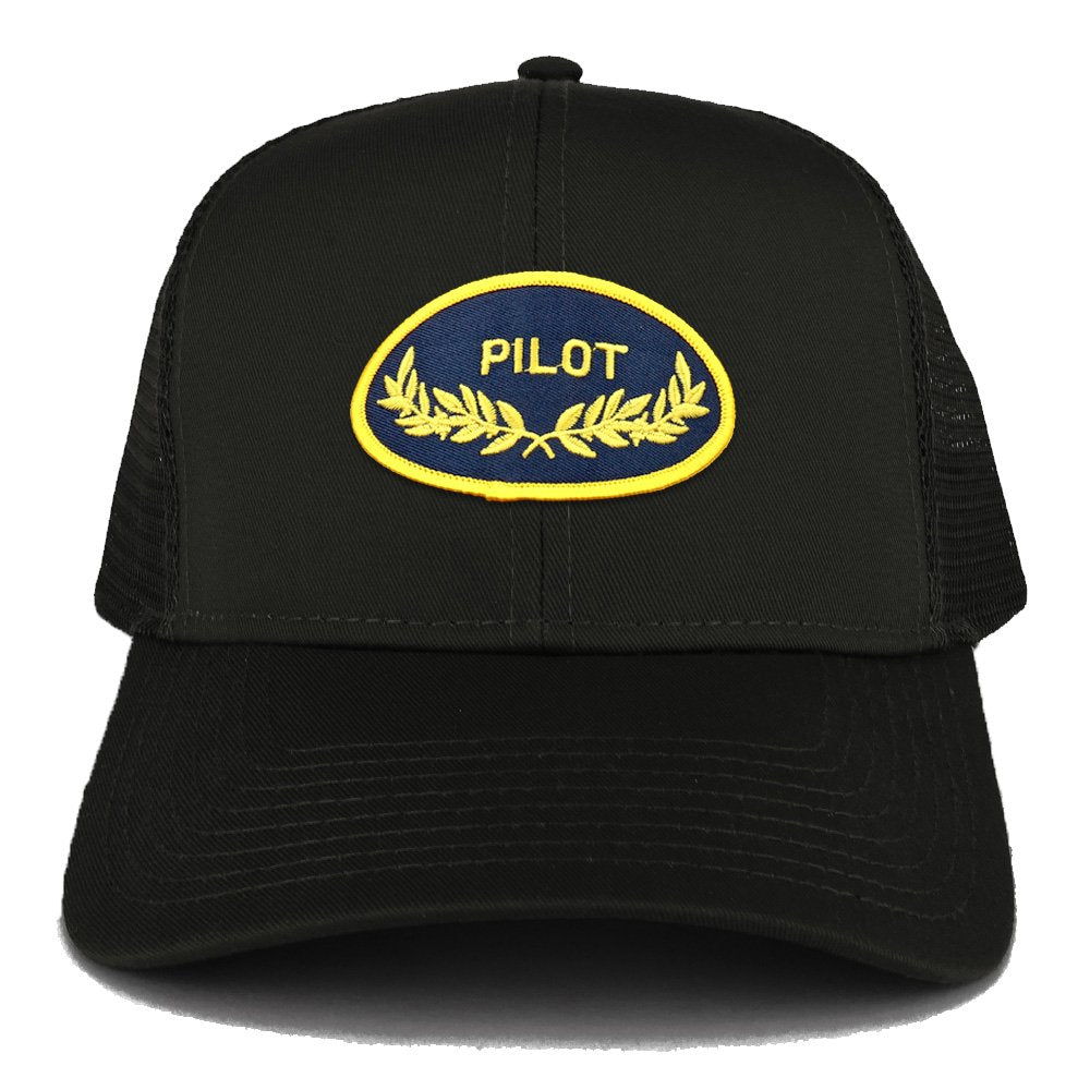 Armycrew Pilot Oak Leaf Oval Embroidered Patch Snapback Mesh Trucker Cap