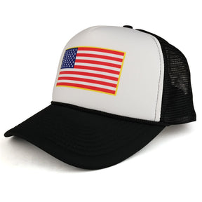 Armycrew American Flag Printed Foam Mesh Back Two Tone Trucker Cap