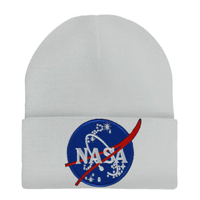 Made in USA - NASA Insignia Logo Embroidered Patch Long Cuff Beanie