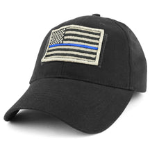 Armycrew USA Stone Thin Blue Flag Tactical Patch Cotton Adjustable Baseball Cap