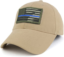 Armycrew USA Camo Thin Blue Flag Tactical Patch Cotton Adjustable Baseball Cap