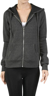 Armycrew Women's Long Sleeve Inner Brushed Full Zip Warm Hoodie Fleece Jacket