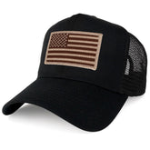 Armycrew XXL Oversize Desert USA Flag Patch Mesh Back Trucker Baseball Cap - Black