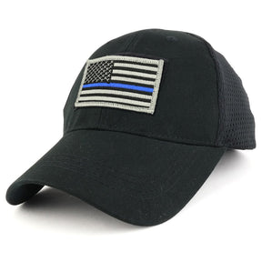 Armycrew USA Thin Blue Line Flag Tactical Patch Cotton Adjustable Trucker Cap