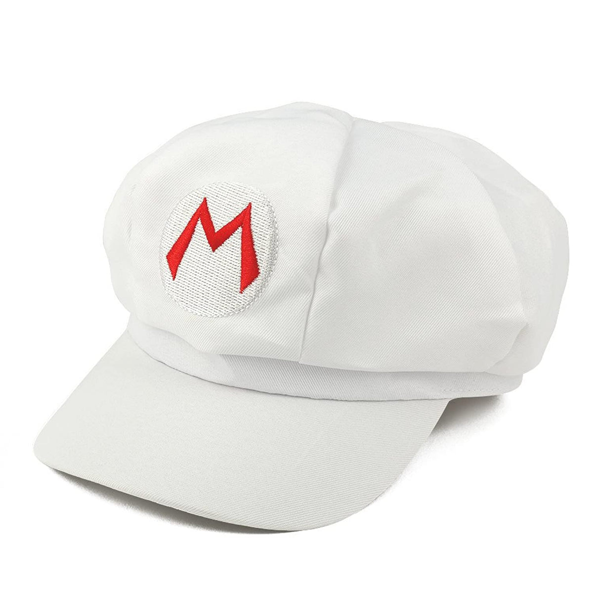 Mario, Luigi, Wario, Waluigi, Fire Mario Embroidered Nintendo Newsboy Hat - White Fire Mario