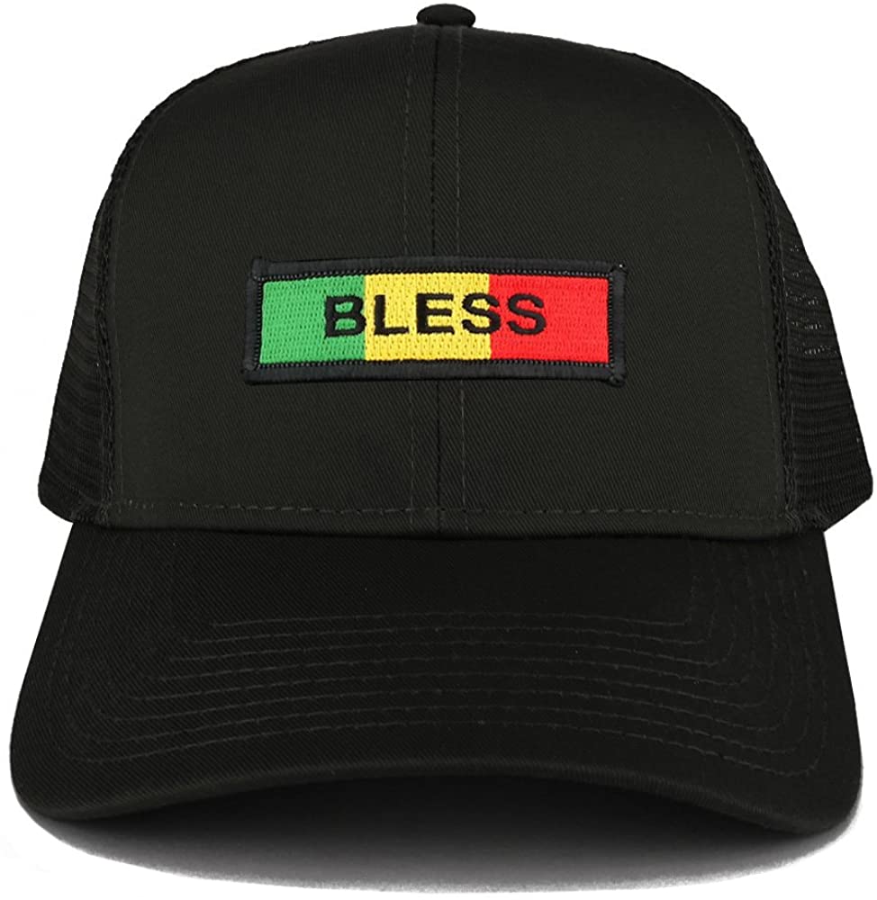 Bless Green Yellow Red Embroidered Iron on Patch Adjustable Trucker Mesh Cap