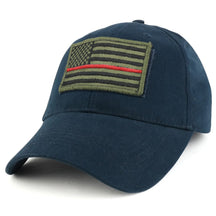 Armycrew USA Olive Thin Red Flag Tactical Patch Cotton Adjustable Baseball Cap