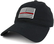 Thin Red Line Embroidered USA Flag Soft Fit Washed Cotton Baseball Cap
