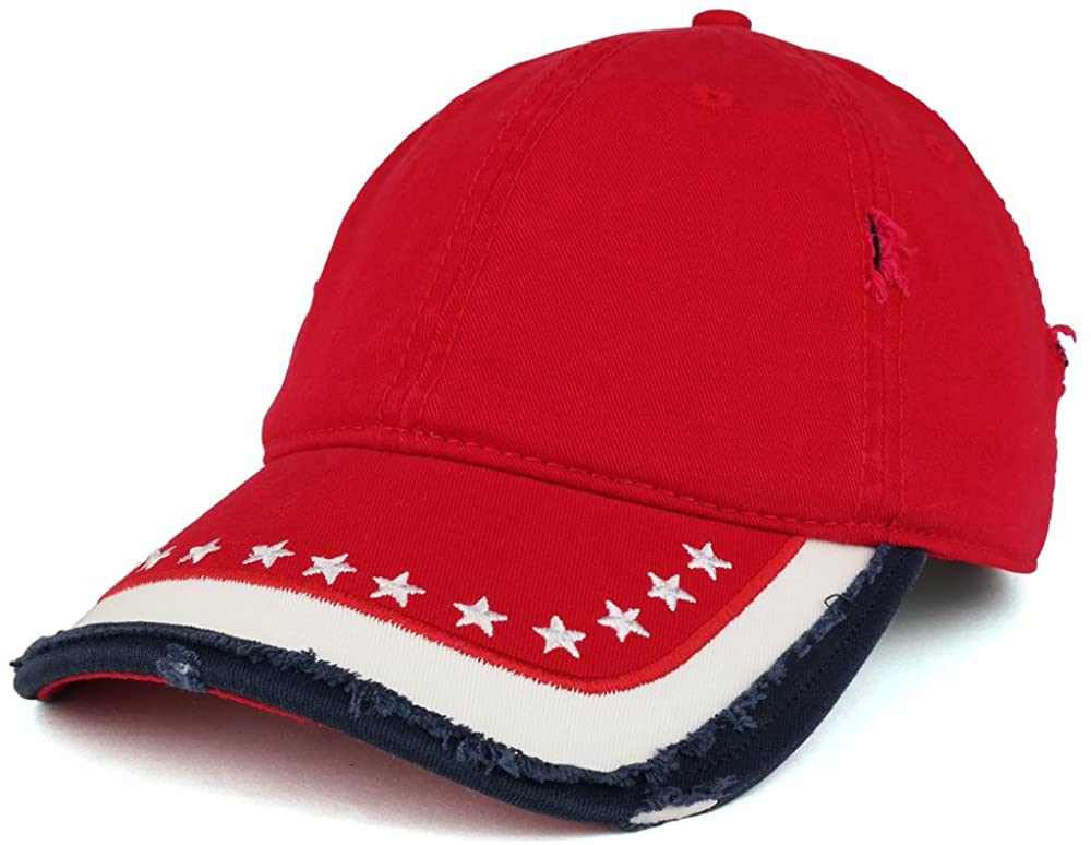 Armycrew US Flag Pattern Distressed Cotton Low Profile Baseball Cap