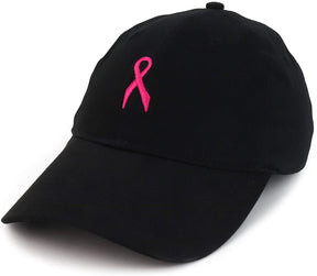 Armycrew Small Breast Cancer Awareness Ribbon Embroidered Brushed Cotton Cap