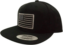 Flexfit Original Snapback with Patriotic American Flag Patch - Black (One Size, Desert Patch)