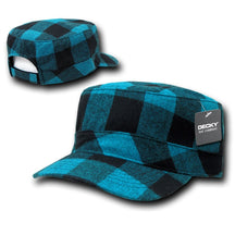 Military BDU Style Plaid Design Flat Top Adjustable Cap