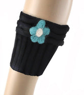Armycrew Women's Flower Knit Short Leg Warmer Boot Cuff Socks