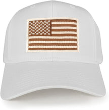USA American Flag Logo Embroidered Iron On Patch Snap Back Cap - White