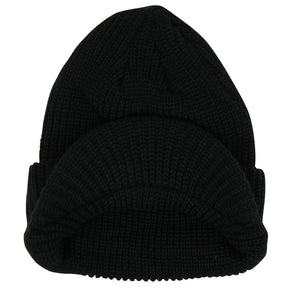 Armycrew Plain GI Thick Ribbed Beanie with Bill Visor Cap