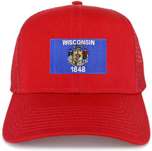 Armycrew New Wisconsin Home State Flag Embroidered Patch Mesh Trucker Cap