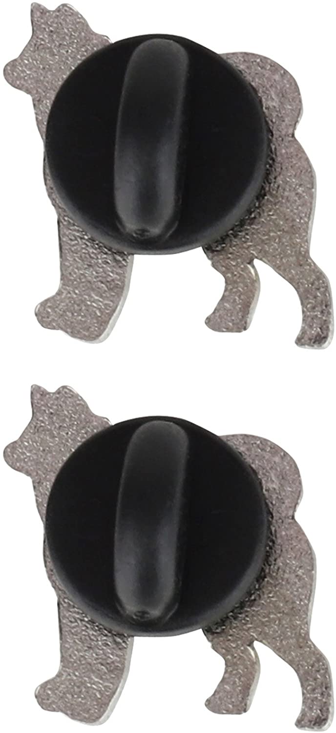 Armycrew Metallic Brown Husky Dog Badge Lapel Pins 2 Pack Set