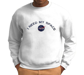 Men's NASA I Need My Space Insignia Embroidered Crewneck Sweatshirt