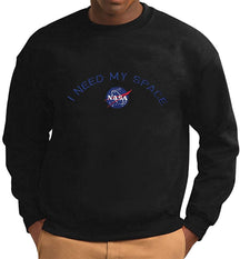 Men's NASA I Need My Space Insignia Embroidered Crewneck Sweatshirt