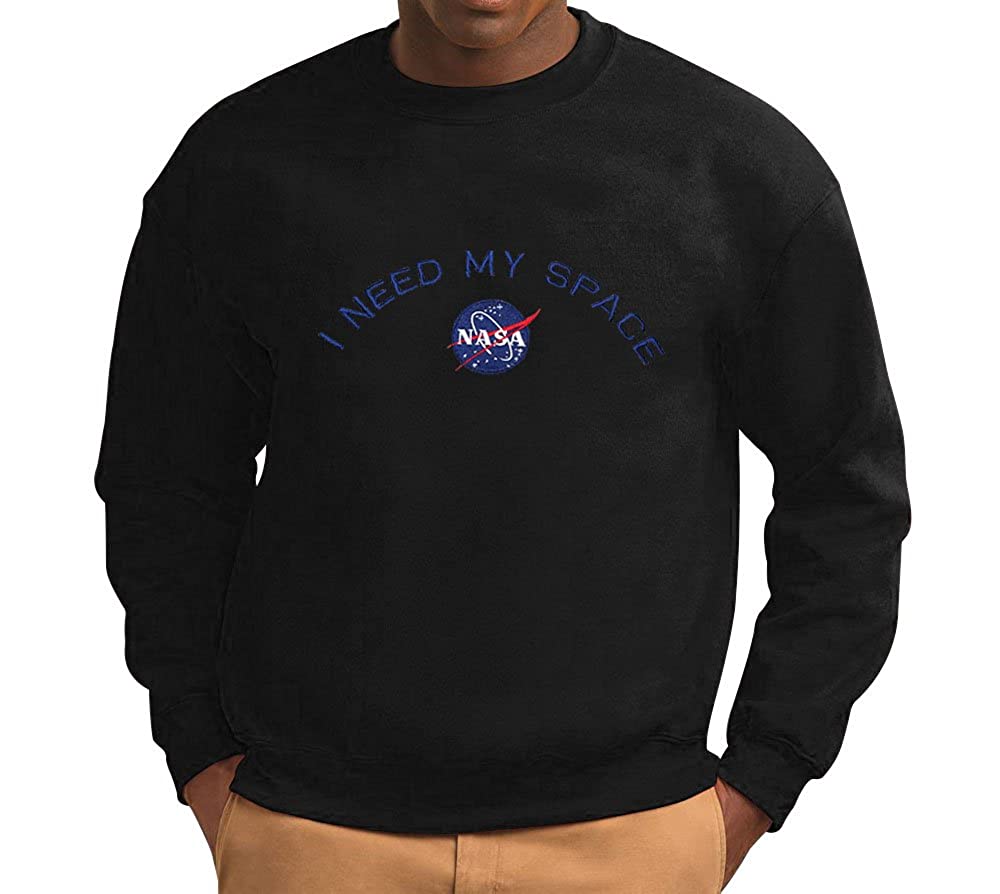 Men's NASA I Need My Space Insignia Embroidered Crewneck Sweatshirt