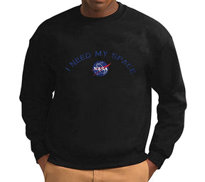 Men's NASA I Need My Space Insignia Embroidered Crewneck Sweatshirt