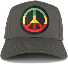 Rasta Peace Symbol Embroidered Iron on Circle Patch Ajustable Baseball Cap