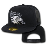 USA Flag and American Eagle Embroidered Flat Bill Snapback Cap