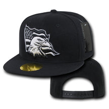 USA Flag and American Eagle Embroidered Flat Bill Snapback Cap