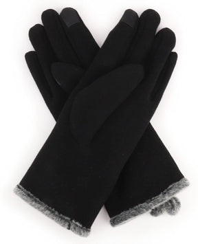 Armycrew Smartphone Touchscreen Ladies Fur Trim Pom Decoration Texting Glove