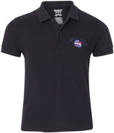 Youth I Need My Space NASA Insignia Embroidered Double Pique Polo Shirt