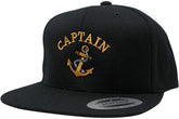 Flexfit Captain with Ships Anchor Embroidered Flat Bill Snapback Cap