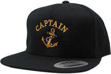 Flexfit Captain with Ships Anchor Embroidered Flat Bill Snapback Cap