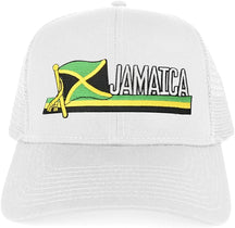 Jamaica Flag and Text Embroidered Cutout Iron on Patch Adjustable Mesh Trucker Cap