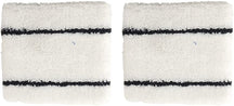 2 Pack Double Thin Striped Cotton Blend Terry Cloth Sweat Absorbing Wristband