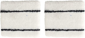 2 Pack Double Thin Striped Cotton Blend Terry Cloth Sweat Absorbing Wristband