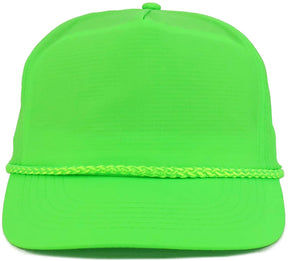 Armycrew 5 Panel Neon Color Nylon Crinkle Cap with Rope Band