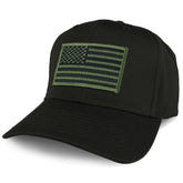 Armycrew XXL Oversize Black Olive USA American Flag Patch Solid Baseball Cap - Black