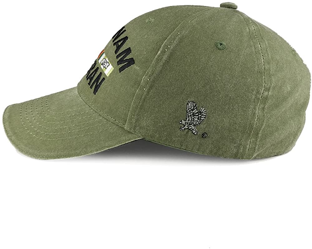 Armycrew Vietnam Veteran Ribbon Embroidered Structured Cotton Baseball Cap - Olive