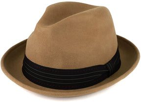 Armycrew XXL Oversize Wool Felt Pinch Fedora Hat with Satin Band