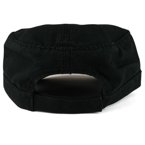 Garment Washed Cotton Twill with Heavy Stitching Flat Top Military Cap