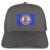 Armycrew XXL Oversize New Virginia State Flag Patch Mesh Back Trucker Cap - Charcoal
