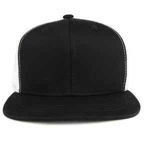 Youth Stylish Flat Bill Structured Mesh Back Snapback Trucker Cap