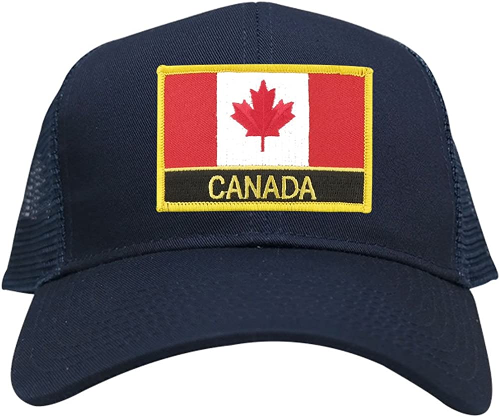 Canada Flag Embroidered Iron on Patch with Text Adjustable Mesh Trucker Cap