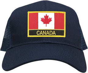 Canada Flag Embroidered Iron on Patch with Text Adjustable Mesh Trucker Cap