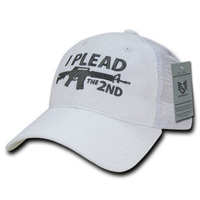 Armycrew I Plead The 2nd Embroidered Unstructured Mesh Back Cotton Cap