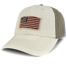 Armycrew Frayed American Flag Cotton Twill Two Tone Baseball Cap