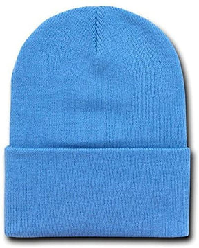 MADE IN USA 12 inch Long Knit Cuff Beanie Watch Cap (One Size, Black)