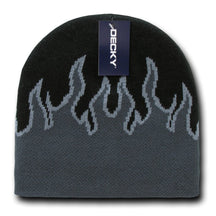 DECKY Short Style Winter Acrylic Fire Flame Pattern Beanie Hat